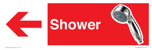 Shower Dementia Friendly Sign Red Directional with arrows